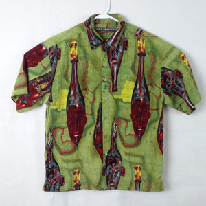Tiki Face Camp Shirt Men's Medium Polyester